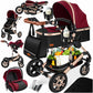 Kesser® Loops 3-in-1 Kombi-Kinderwagen, Komplettset inklusive Babywanne, Buggy-Sportsitz und Babyschale, Vollgummireifen 