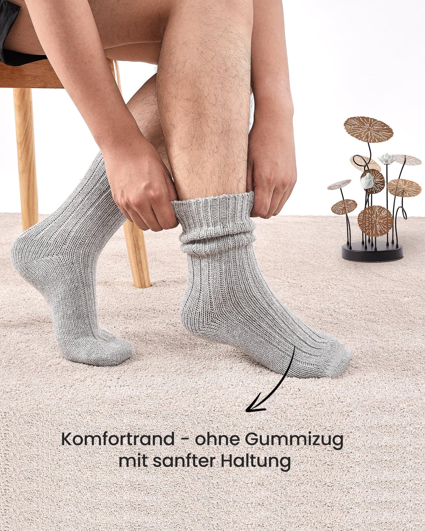 4 Paar Alpaka Socken für Herren Damen, atmungsative Thermosocken Extra Warm, Dicke Wintersocken mit Alpakawolle 