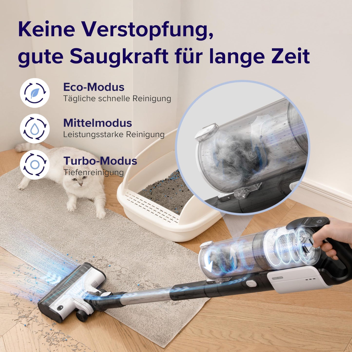Akku Staubsauger -Levoit - Laufzeit für 75㎡ -4-in-1 Vacuum Cleaner - 99,9 Prozent Filterleistung