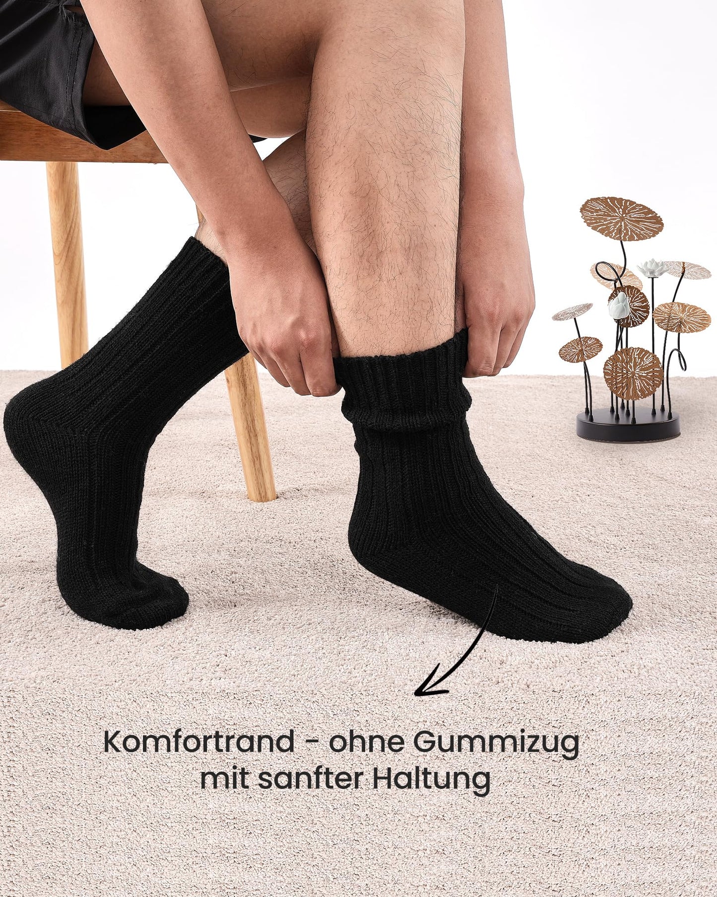 4 Paar Alpaka Socken für Herren Damen, atmungsative Thermosocken Extra Warm, Dicke Wintersocken mit Alpakawolle 