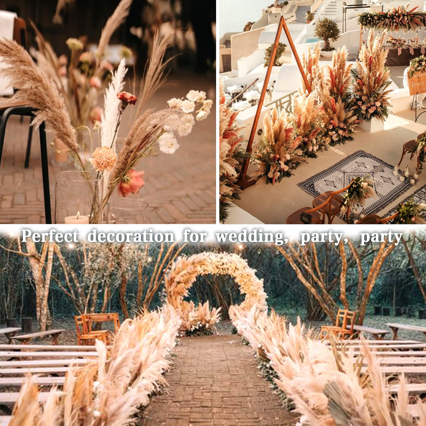 Pampasgras Getrocknet - Natürlich, Braun, Trockenblumen Strauß Dried Flowers, für Heim Decor 