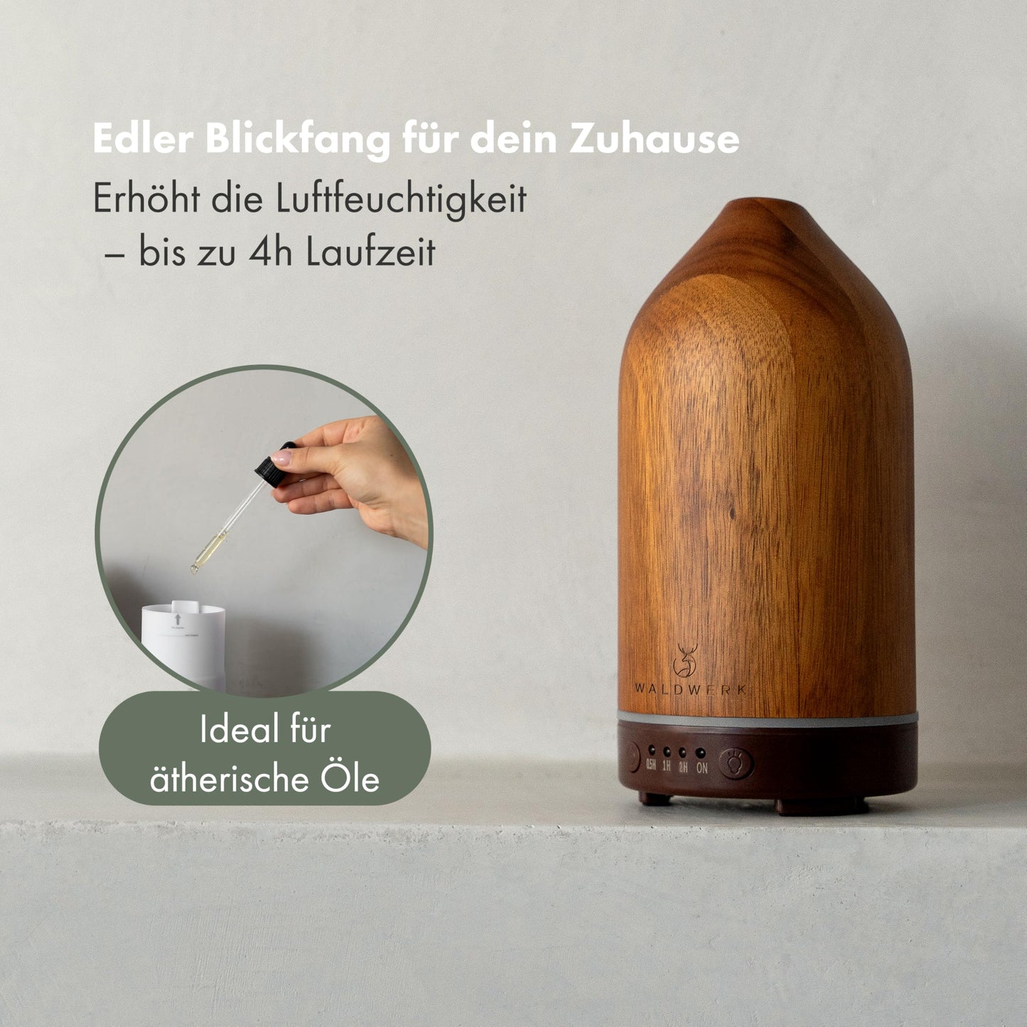 Diffuser (100ml) Aus Edlem Akazienholz - Aroma für Ein Angenehmes Raumklima - für Ätherische Duftöl 
