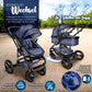 3-in-1 XXL Komplett-Kinderwagenset inkl. Babywanne, Buggy, Sportsitz &amp; Autositz 