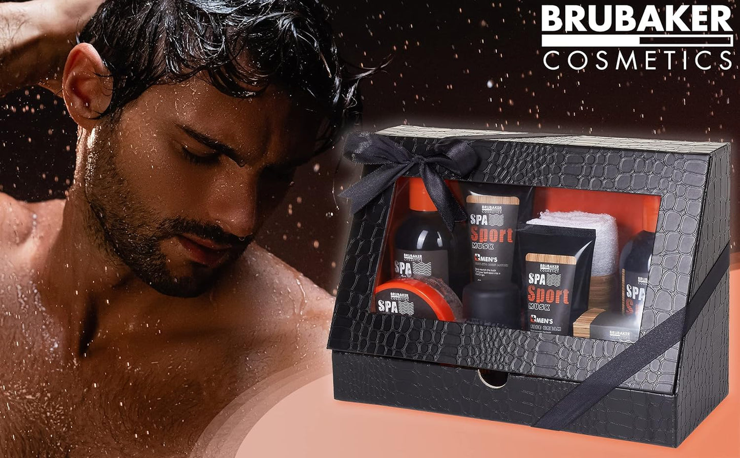 Kosmetik Pflegeset für Männer 8 tlg. Geschenkset mit Duschgel, Shampoo, Deo, Gesichtscreme, Peeling, Body Lotion, Seife + Waschlappen 