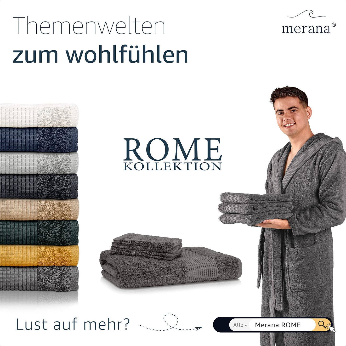 Ensemble de poignées Merana Rome | saugstark, weich et fusselfrei | Frottier Luxus Qualité | 100% laine de Baum | Oeko-TEX | 4 x chambres d'hôtes (30x50cm))