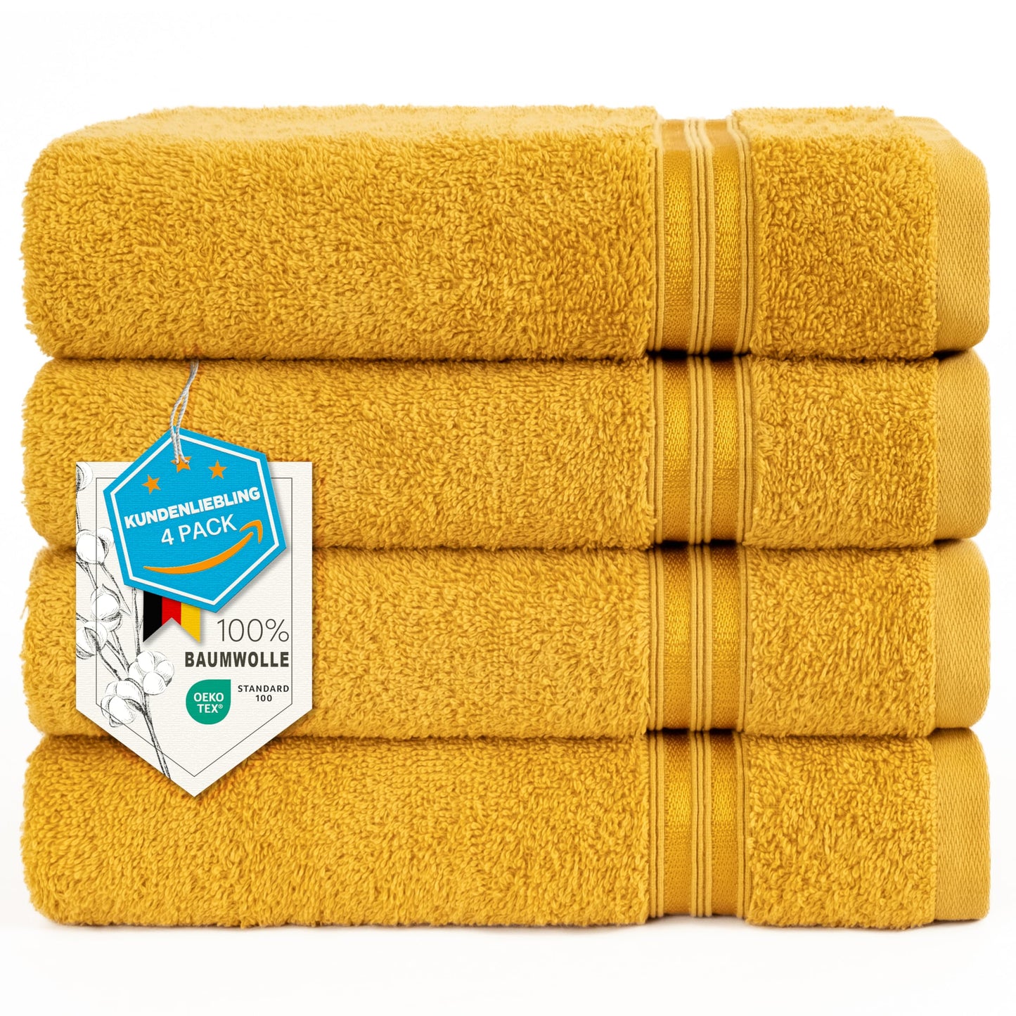 6-teiliges Handtuchset, 100 % Baumwolle, weich, saugfähig, hochwertiges Handtuchset, 2 Badetücher (70 x 140 cm), 4 Handtücher (50 x 100 cm), Weiß 