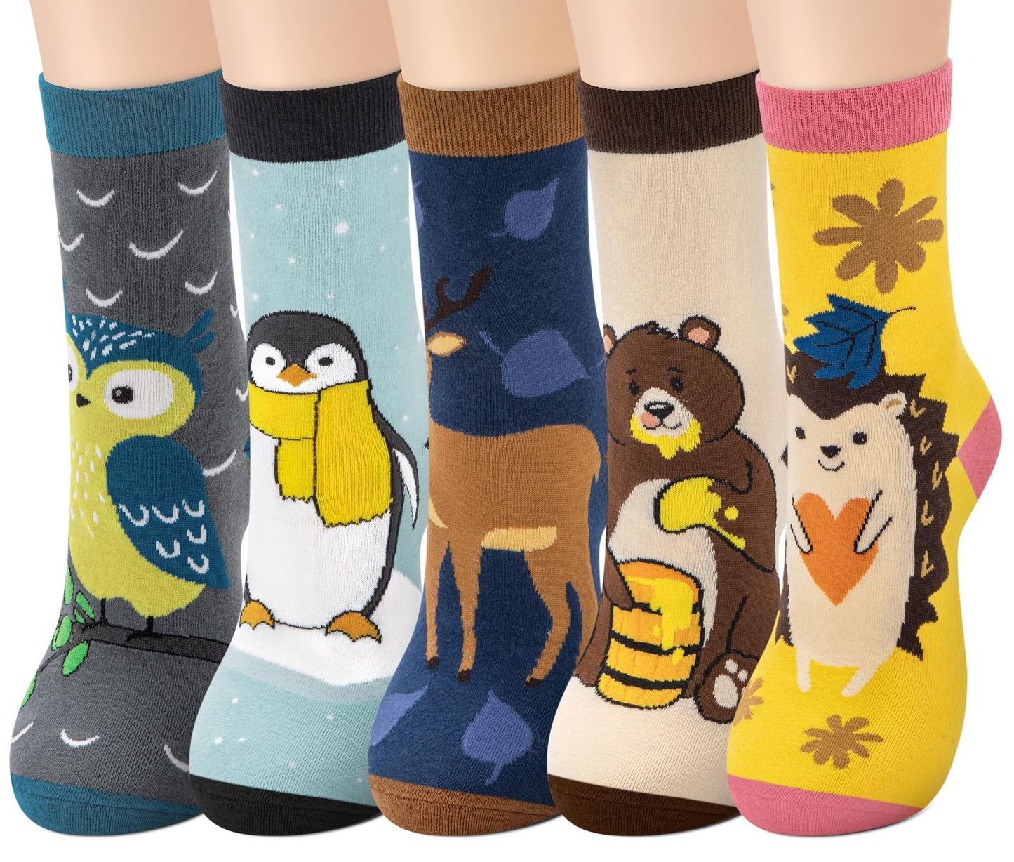 Chalier Cozy 5 Paar Damen Socken Hunde Katzen Motiven, Baumwolle