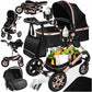 Kesser® Loops 3-in-1 Kombi-Kinderwagen, Komplettset inklusive Babywanne, Buggy-Sportsitz und Babyschale, Vollgummireifen 