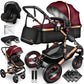 3-in-1 XXL Komplett-Kinderwagenset inkl. Babywanne, Buggy, Sportsitz &amp; Autositz 