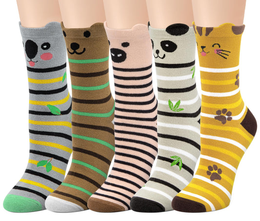 Chalier Cozy 5 Paar Damen Socken Hunde Katzen Motive, Baumwolle 