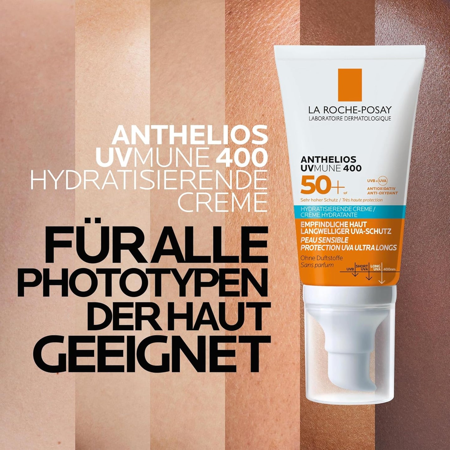 La Roche-Posay ANTHELIOS Feuchtigkeitscreme UVMune 40 für trockene und empfindliche Haut sowie bei Sonnenallergie, LSF 50+, 50 ml 