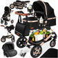 Kesser® Loops 3-in-1 Kombi-Kinderwagen, Komplettset inklusive Babywanne, Buggy-Sportsitz und Babyschale, Vollgummireifen 