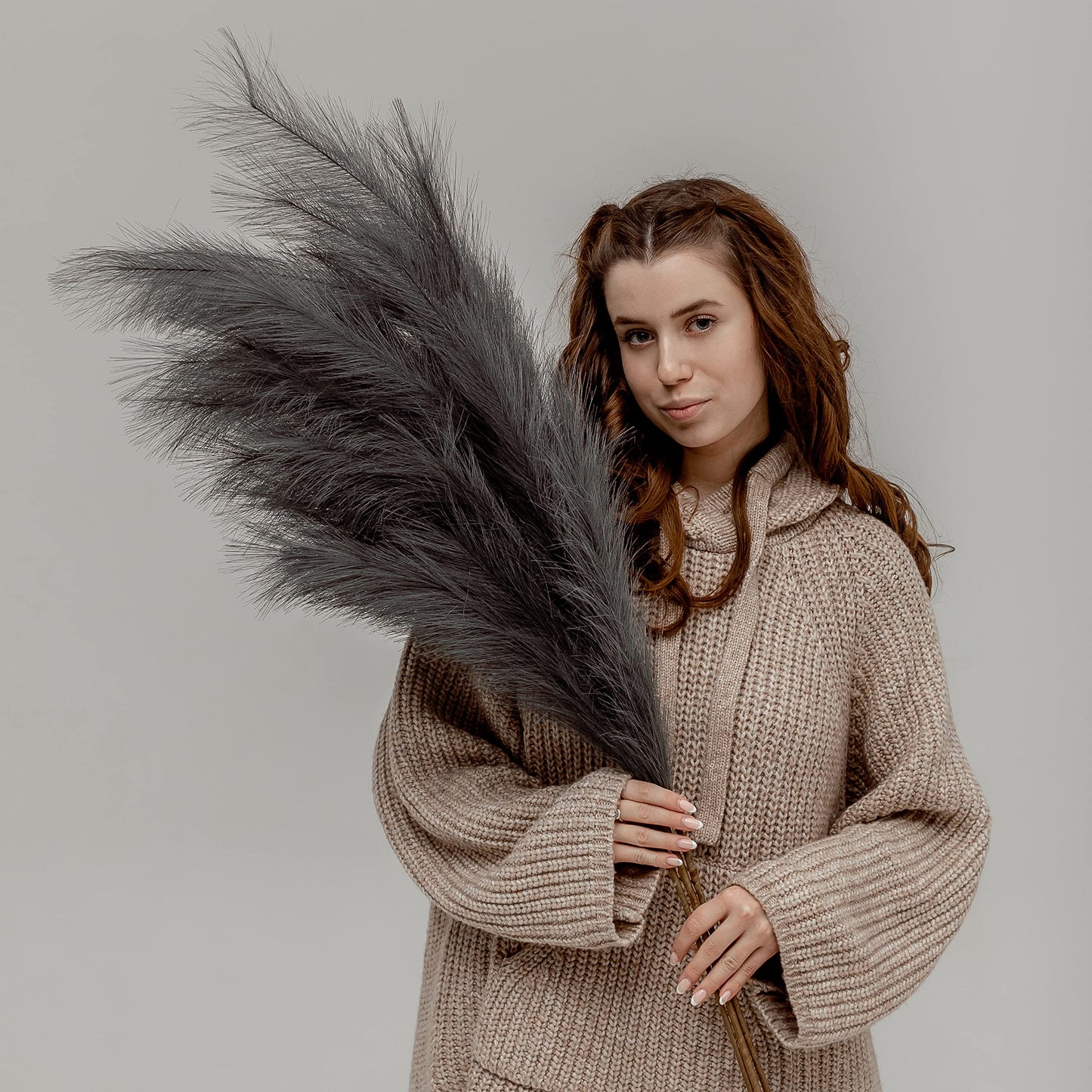 ORNA Künstliches Pampasgras, künstliche Blume, lange Zweige, extra flauschig, 114 cm hoch (3 Stängel x 20 Zweige) für moderne Wohndekoration 