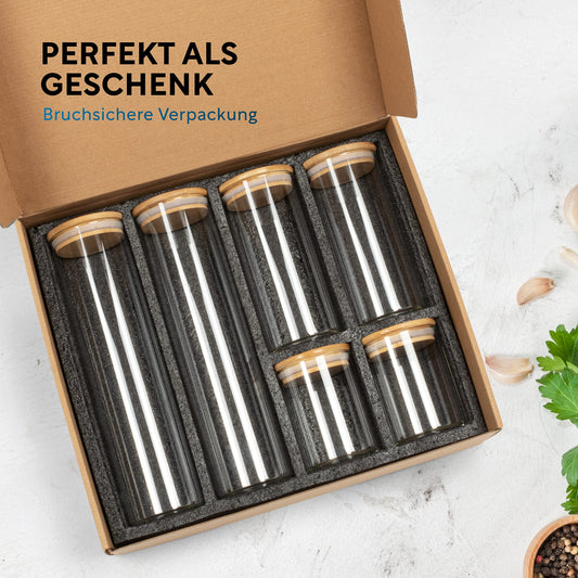 Aufbewahrungsbox Küche für alle Lebensmittel, Küchen Organizer, Vorratsgläser mit Deckel, Eckig - 12er Set, Erhöhte Glasstärke 