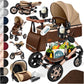 Kesser® Loops 3-in-1 Kombi-Kinderwagen, Komplettset inklusive Babywanne, Buggy-Sportsitz und Babyschale, Vollgummireifen 