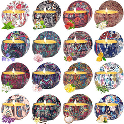 Duftkerzen für Frauen, Duftkerzen-Geschenkset, 16er-Pack Duftkerzen im Glas, 180 Stunden Brenndauer, 100 % Sojawachs