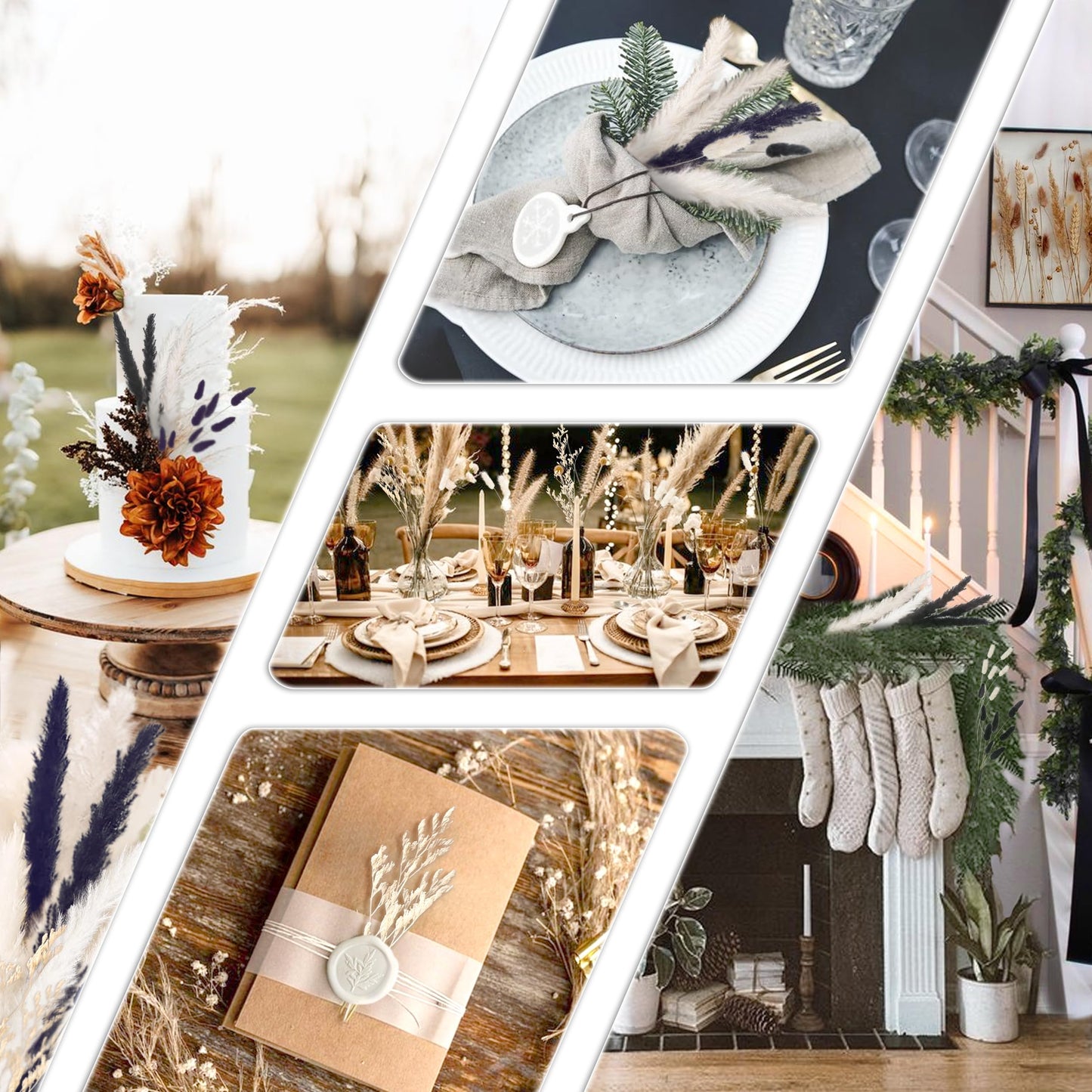 Pampasgras Getrocknet - Natürlich, Braun, Trockenblumen Strauß Dried Flowers, für Heim Decor 