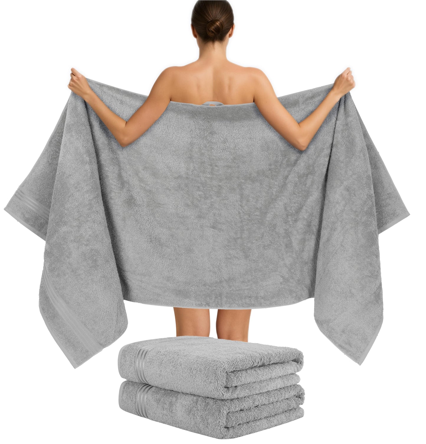 6-teiliges Handtuchset, 100 % Baumwolle, weich, saugfähig, hochwertiges Handtuchset, 2 Badetücher (70 x 140 cm), 4 Handtücher (50 x 100 cm), Weiß 