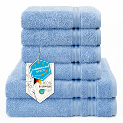 6-teiliges Handtuchset, 100 % Baumwolle, weich, saugfähig, hochwertiges Handtuchset, 2 Badetücher (70 x 140 cm), 4 Handtücher (50 x 100 cm), Weiß 