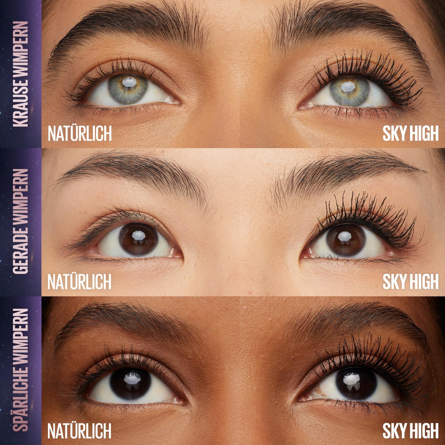 Maybelline New York Sky High Schwarze Wimperntusche für extrem lange Wimpern und Volumen, Sky High Mascara 