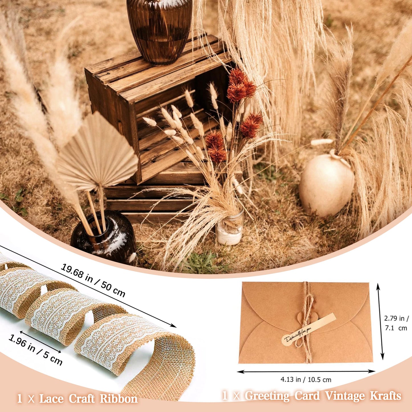 Pampasgras Getrocknet - Natürlich, Braun, Trockenblumen Strauß Dried Flowers, für Heim Decor 