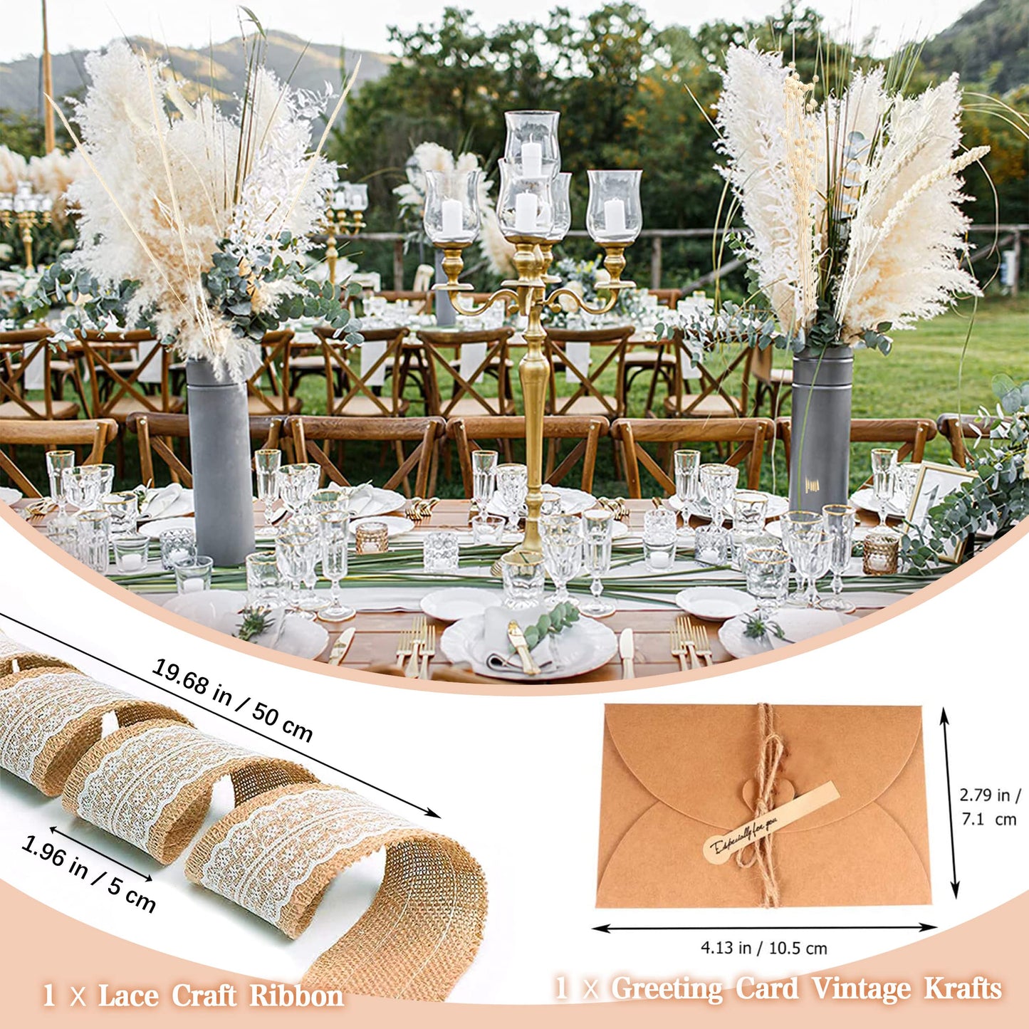 Pampasgras Getrocknet - Natürlich, Braun, Trockenblumen Strauß Dried Flowers, für Heim Decor 