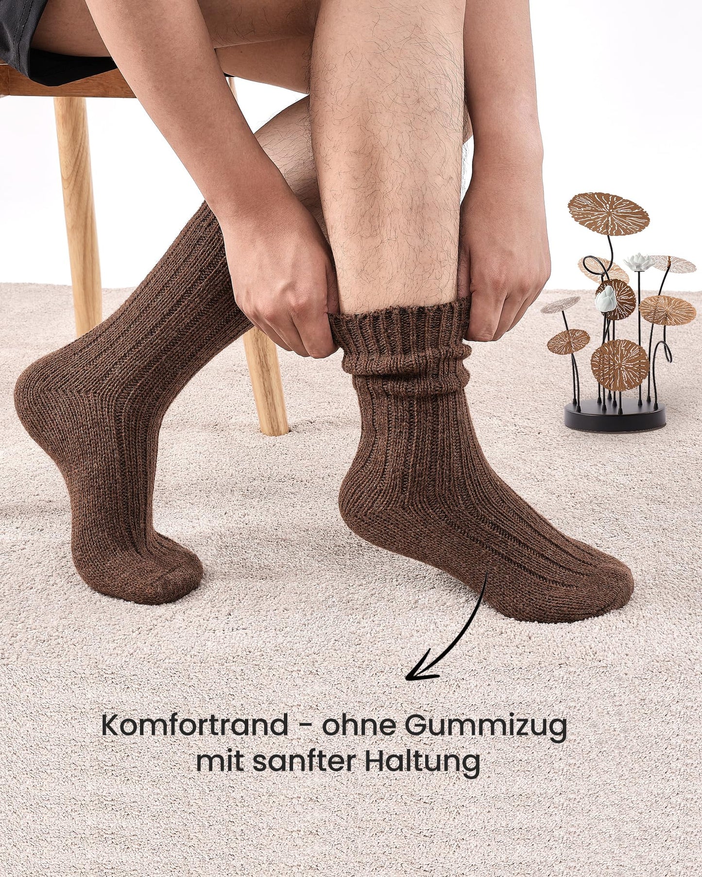 4 Paar Alpaka Socken für Herren Damen, atmungsative Thermosocken Extra Warm, Dicke Wintersocken mit Alpakawolle 
