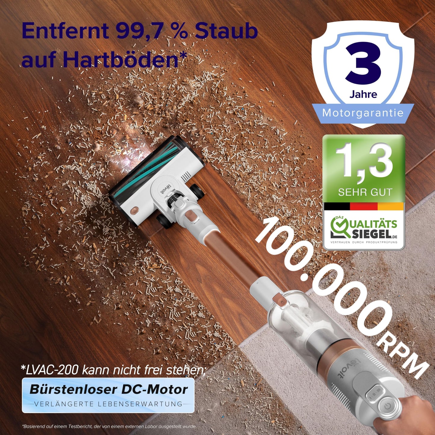 Akku Staubsauger -Levoit - Laufzeit für 75㎡ -4-in-1 Vacuum Cleaner - 99,9 Prozent Filterleistung